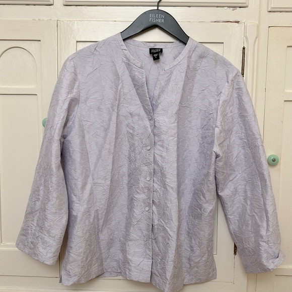 Vintage Eileen Fisher Crinkled Silk Top size L - Picture 8 of 8